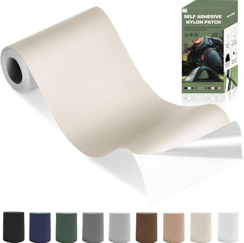 Nylon Selbstklebende Patches,10 Stück 20 * 15cm Nylon Flicken Selbstklebend,Selbstklebender Wasserdichte Reparatur Patch für Daunenjacke,Zelt,Rucksack (Elfenbein, 1 Rolle)