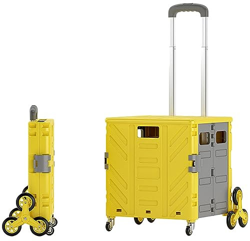 Faltbarer Trolley, 75 l faltbarer Einkaufswagen mit 8 Rädern, zusammenklappbarer Treppensteiger-Allzweckwagen, 50 kg belastbar, Trolley-Box mit Teleskopgriff, leichter Einkaufstrolley für un