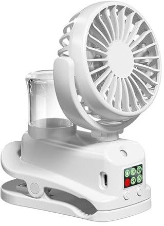 Qutalmi Ventilador de niebla de agua pulverizada, pequeño ventilador portátil con pulverizador, Ventilador de pulverización de agua con pantalla digital, Ventilador de mesa de escritorio Mister al