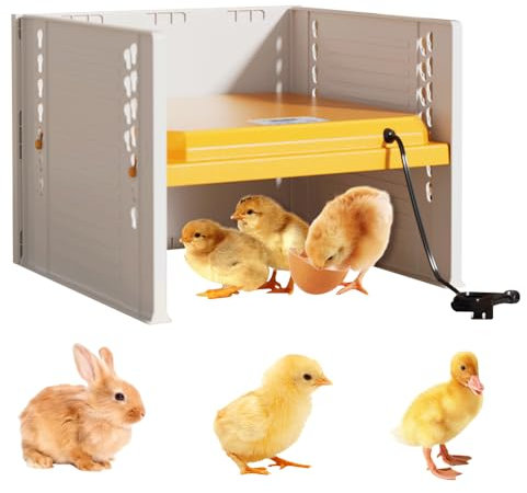 KUWUNG Wärmeplatte Küken, Einstellbare Küken Wärmeplatte mit Temperaturanzeige, 25 Watt Wärmelampe für Küken, Einstellbarer Temperaturbereich 10~60°C, Wärmeplatte 27,5 x 26,5 x 21CM