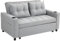 HOMCOM 2 Seater Sofa Bed, Convertible Pull Out Sofa Bed with Adjustable Backrest, Cup Holders and Pillows, Click Clack Settee for Living Room, Bedroom, Guest Room, Light Grey