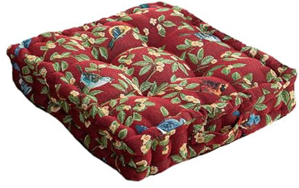 YT-KOKE Vintage Floral Stuhlkissen für Esszimmerstühle, Blumen und Vögel Sitzkissen mit Griff für Küchenstühle, rutschfeste Esszimmerstuhlauflage mit Maschinenwaschbarem Bezug (Red)