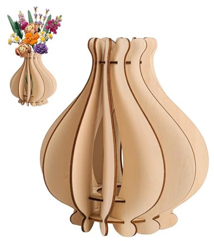 XCDMJ Bouquet Vaso per bouquet, vaso per fiori Lego, set di vasi di fiori, in legno, puzzle in legno, vaso di fiori per bouquet, contenitore da costruzione, supporto per rose lego, orchidee piante