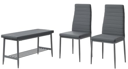 Vicco Sitzbank und Stuhl Grand, Bank und Stuhl, Grau, 85 x 46.5 cm 3-teiliges Set