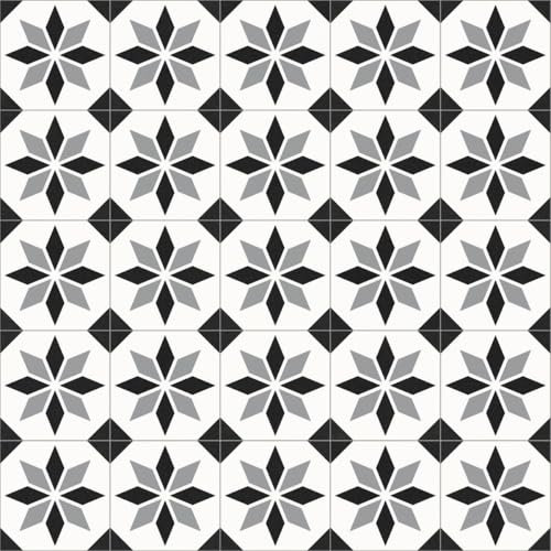 VINYL FLOORING UK 099M Scottsdale Black & White Designer Effect Vinyl Flooring For Kitchen, Bathroom, 2.3mm Thick Foam Backed Vinyl Sheet-2m(6'6) X 2m(6'6)-4m²