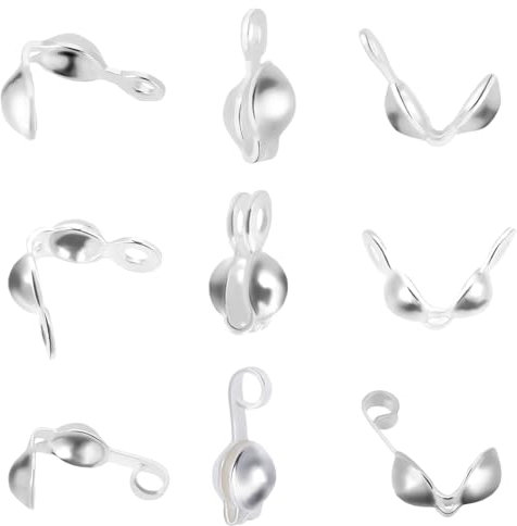 Beebeecraft 30 pièce 3 styles Cache Nœuds à Embouts de Perles 925 embouts à Clapet Pliables en Argent Sterling Perles à Sertir pour la Fabrication de Bijoux Bricolage