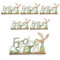com-four® 6X Deko Aufsteller Frohe Ostern - Schriftzug mit Osterhasen - Osterdeko zum Hinstellen - Osterdekoration aus Holz mit Glöckchen (6 Stück - Hase und Vogel)
