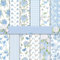 Scrapbook Papier 30x30 Scrapbook Bastelpapier mit Blumen Muster, Blau Scrapbooking Papier Frühling Motivpapier, 24 Blatt Doppelseitiges Dekorpapier für Journal Scrapbooking
