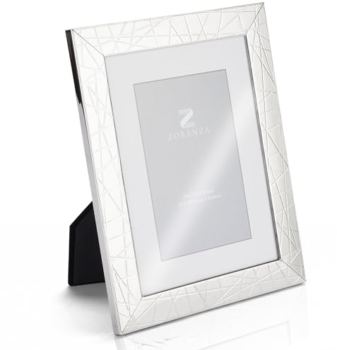 Zoranza Premium versilberter Bilderrahmen bis 15x20 cm | anlaufgeschützte Silberbeschichtung | Echtglas-Front | edle Samtrückseite | für Tisch- & Wandmontage | zeitloses Geschenk