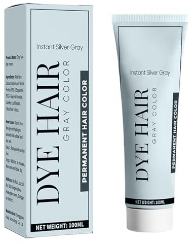 Color de pelo plateado, color gris plateado, natural y duradero, moderno y fácil de teñir, 100 ml