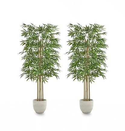 Maia Shop Plantas Artificiales Decorativas - Pack 2 Bambús Artificiales 150 cm con Tronco Natural, Arboles Artificiales, Plantas Artificiales Realistas, Decoración Hogar