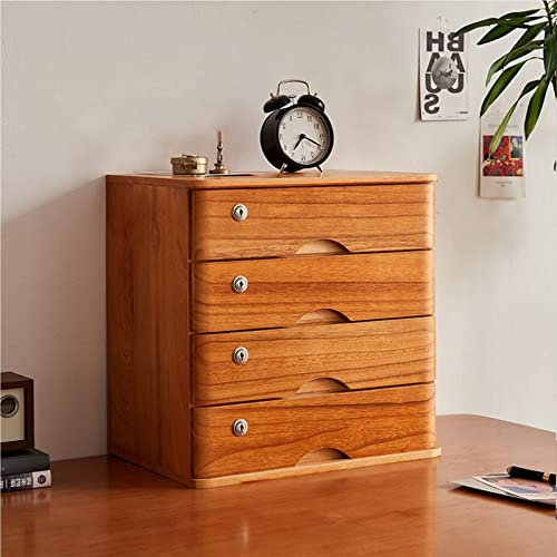 Scrivania in legno di ciliegio con cassetto chiudibile a chiave, soluzione di archiviazione a 4 ripiani, per forniture e documenti da ufficio elegante in legno