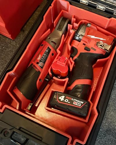 Tool Organiser Inlay for Milwaukee M12 3/8-inch Impact Driver, 3/8'' Ratchet plus Batteries, Compatable with Milwaukee Compact Organiser