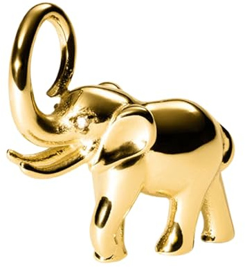 Purelei Flowing Strength Charm – Elefanten-Anhänger mit Zirkonia – Glücksbringer Schmuck für Ketten – Edelstahl 14K/18K vergoldet – Wasserfest