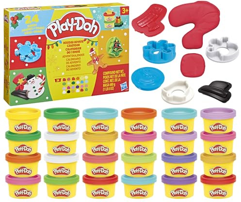 Play-Doh Adventskalender, Spielset mit mehr als 24 Überraschungs-Accessoires zum Kneten und Spielen, Dosen mit Knete und Knetunterlage, Vorschul-Spielzeug für Kinder ab 3 Jahren