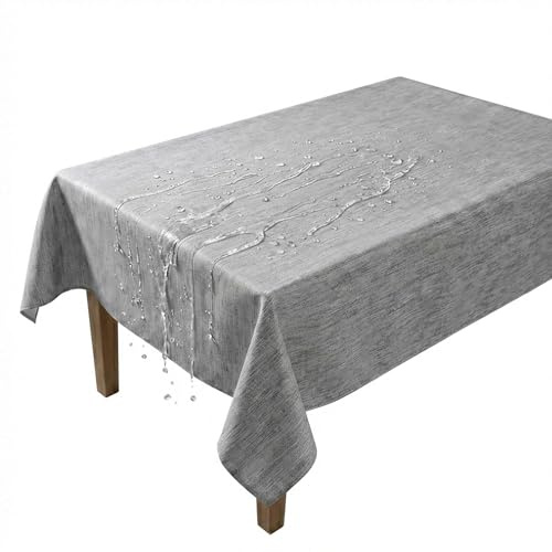 Artwelt Wachstuchtischdecke Abwaschbar PVC (180X140cm, Silver Grey)
