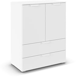 Rauch Möbel ADITIO, Kommode, Farbe Weiß, Breite 80 cm | Highboard im modernen Look, 2-türig, 2 Schubladen, Soft-Close-Funktion, für Schlafzimmer, Gästezimmer, Wohnzimmer, Flur