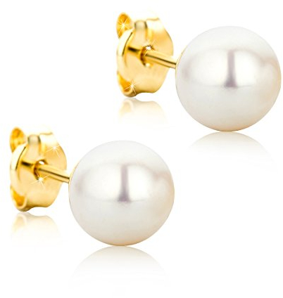 Orovi Damen Ohrringe Perlen Set Ohrstecker 14Karat Gold Gelbgold (585) Schmuck