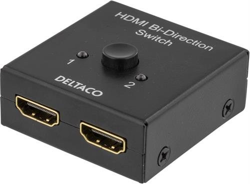 Deltaco HDMI-7017 Prime Doppelter HDMI-Schalter, 1-2 oder 2-1, manuell schwarz