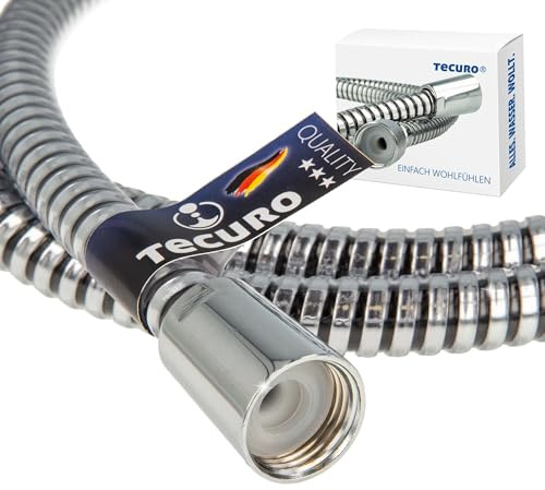 tecuro 200 cm Brauseschlauch ROYAL 1/2 Zoll Drehkonusmutter x 1/2 Zoll Rändelmutter, metalleffekt, Trinkwasser-Konform, KTW BWGL, DIN EN 1113
