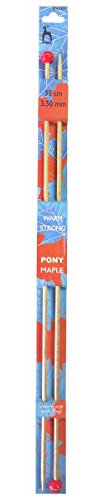 Pony Single Ended Maple Wood Handpainted Knobs Knitting Pins - 35Cm x 3.75mm