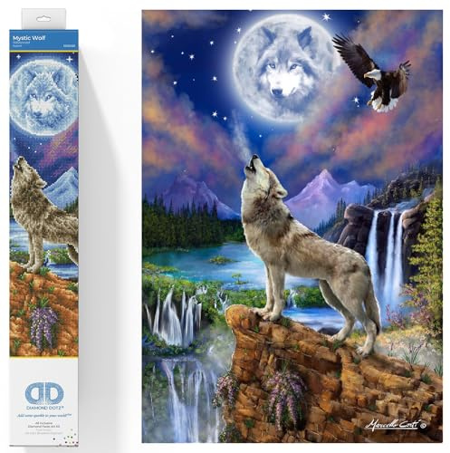 DIAMOND DOTZ Painting, Beginner Kit, Mystic Wolf, 47x67cm