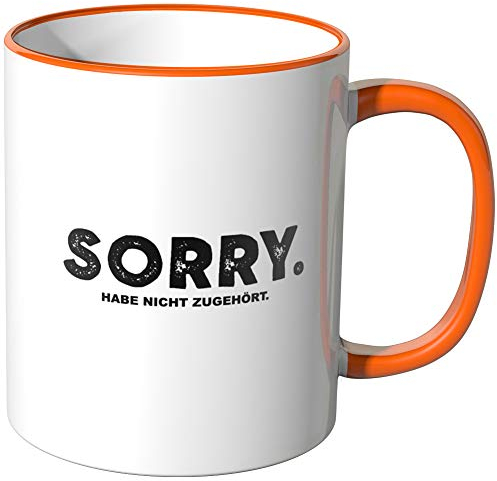 JUNIWORDS Tasse, Sorry. Habe nicht zugehört, Wähle Farbe, Orange