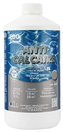 EDENEA - Anti Calcaire Spécial Piscine - Compatible Spa - Anti tartre - Anti Eau Laiteuse - Bouteille 1 Litre - EDG by AQUALUX International