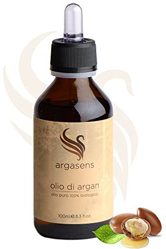Argasens Olio di Argan 100% Puro, Certificato Biologico Ecocert, Pressato a Freddo, senza Siliconi, Unico Ingrediente, 100ml