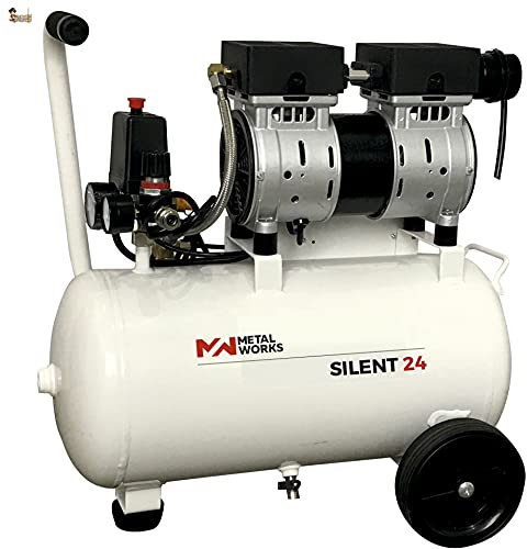 BricoLoco Compressore Aria Silenzioso Portatile Piccolo e Leggero 9 Bar di Pressione 1 CV Di Potenza Serbatoio 24 Lt Solo 62 DECIBILI !!!