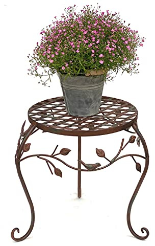 DanDiBo Blumenhocker Metall Braun 35 cm Blumenständer 93992 L Blumensäule Antik Pflanzenständer Pflanzenhocker