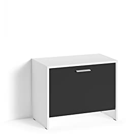 byLIVING Sitzbank Ben/Schuhschrank in matt weiß/Front schwarz/kleine Flur-Kommode mit Klappe und Einlegeboden/B 60, H 48, T 35 cm