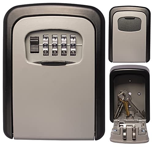 Medium Size Wall Mounted Key Safe 4 Wheel Combination Key Lock Box Outdoor Key Box Wall Mounted