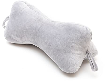 H&F | Kissen Kopfkissen Lesekissen Leseknochen Nackenkissen Nackenrolle Knochenkissen Reisekissen Waschbar, für Bett, Sofa | Farbe: Grau Velvet
