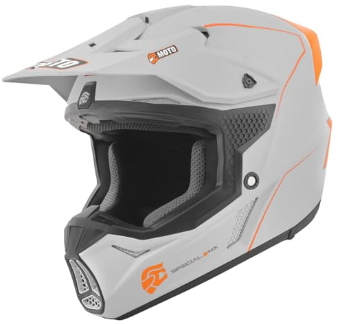 FC-Moto Straight Motocross Helm, grau/orange, M