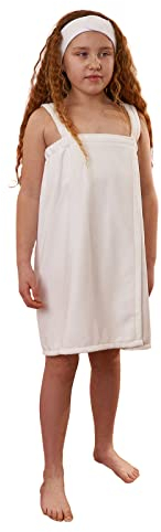 Brentfords Plain Kids Dress Quick Dry Headband Childrens Holiday Pool Beach Bath Towel Wrap, White - One Size