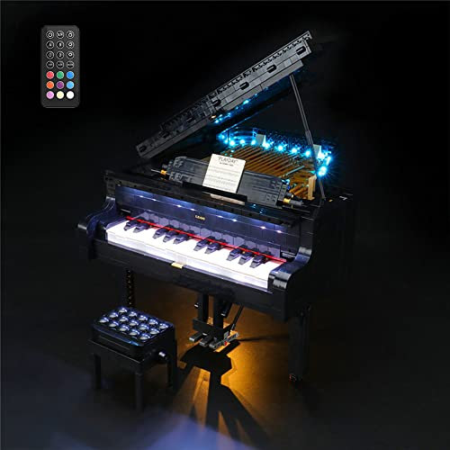 GEAMENT LED Licht-Set (Fernbedienung) Kompatibel mit Lego Konzertflügel Bauset für Erwachsene (Grand Piano) - Beleuchtungsset für Ideas 21323 (Modell-Set Nicht enthalten)