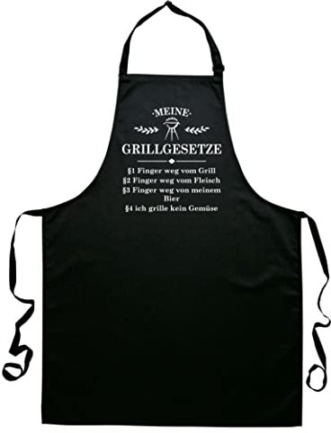 tradercat Tablier de barbecue pour homme, tablier de barbecue amusant en coton, le tablier de barbecue parfait pour papa comme cadeau de fête des pères, Les lois du barbecue, taille unique