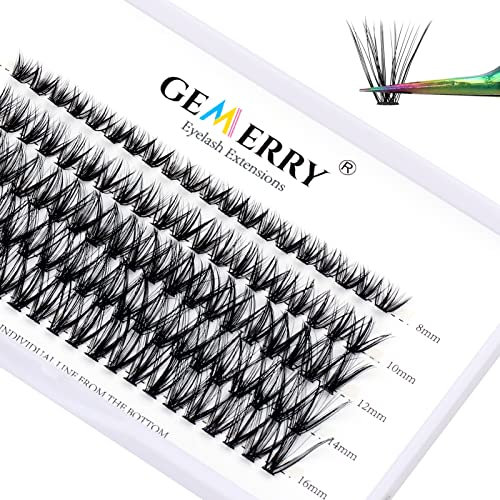 Gemerry Cils Cluster Individuels Naturel Faux-cils DIY à la Maison 30D 0.07mm D Curl 8-14mix Cils Bouquet Volume Grappe de greffage Extension Cils soie Prefait Cluster Professionnel(30D-0.07D-8-14MIX)