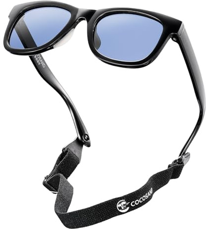 COCOSAND Baby-Sonnenbrille mit Band, polarisiert, UV-Schutz, weiches Silikon-Nasenauflage für Kleinkinder Mädchen Jungen Alter 0-24 Monate