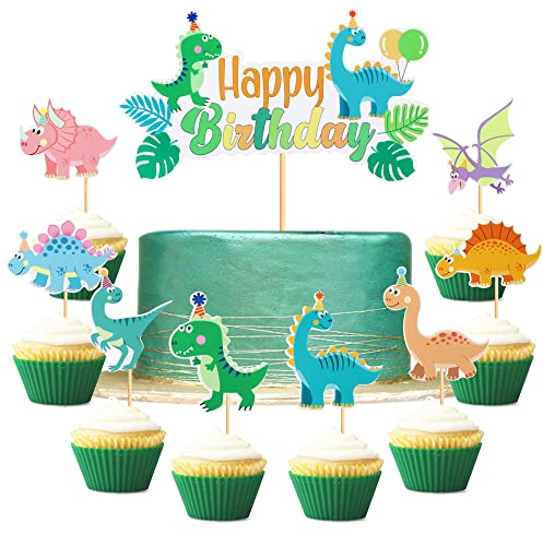 17 Stück Dinosaurier Cupcake Topper Tier Cupcake Topper Picks Kuchendekoration für Baby Shower Hochzeit Geburtstag Event Party Tiere Thema Party Dekoration Versorgung