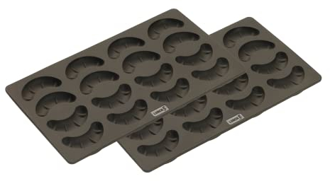 Lurch 565015 FlexiForm Kipferl 2er Set / 2 Backformen für je 16 Kipferl aus 100% BPA-freiem Platin Silikon