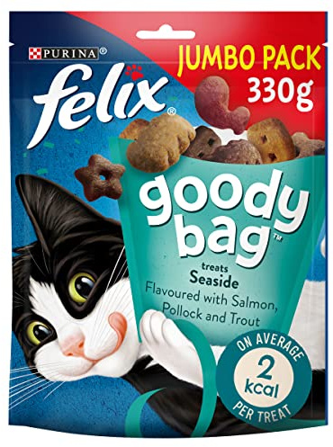 FELIX Goody Bag Seaside Mix Salmon, Pollock and Trout Cat Treats 330g (Pack of 5)