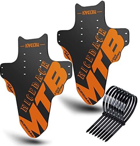 NICEDACK Schutzbleche Mountainbike, 2 Stück Mudguard Fit 20''- 29 Zoll MTB Schutzblech Vorne und Hinten Kompatibler Fahrrad Spritzschutz, Orange Farbe