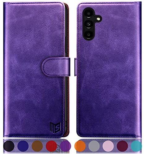 SUANPOT for Samsung Galaxy A14 5G case with [Credit Card Holder][RFID Blocking],PU Leather Flip Book Protective Cover Women Men for Samsung A14 Phone case Purple