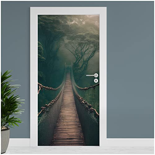 Finest Folia Türfolie 90x200 cm Türtapete Türposter Folie für Tür Wohnzimmer Kinderzimmer Küche Türaufkleber Bad Aufkleber selbstklebend TF01 (24 Hängebrücke)
