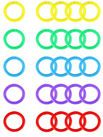 25pcs Plastic Loose-Leaf Ring,Plastic Binder Ring,Loose Leaf Ring Book Rings,Multicolour Loose Leaf Hoop Ring Clips for Study Card Notebook Photo Album Scrapbook Loose Leaf Booklet(5 Colors,28mm)