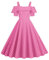 Wellwits Femme Demoiselle d'honneur à Volants Pois Années 50 Vintage Robe Rose XL