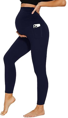 DDOBB Legging de grossesse pour femme avec poches, taille haute, opaque, doux et élastique, mode de maternité, maison, yoga, sport