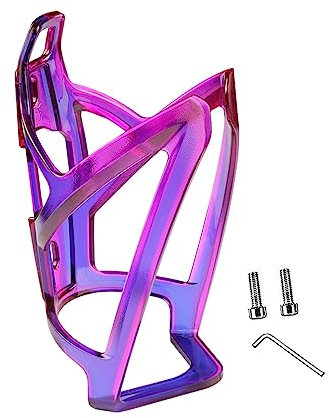 Ronyme Bike Water Bottle Holder Water Drink Holder Rack Colorful Ultralight Carrier PC Cycling Bottle Cage for Mountain Bike with Screws and Wrench, Blue Violet
